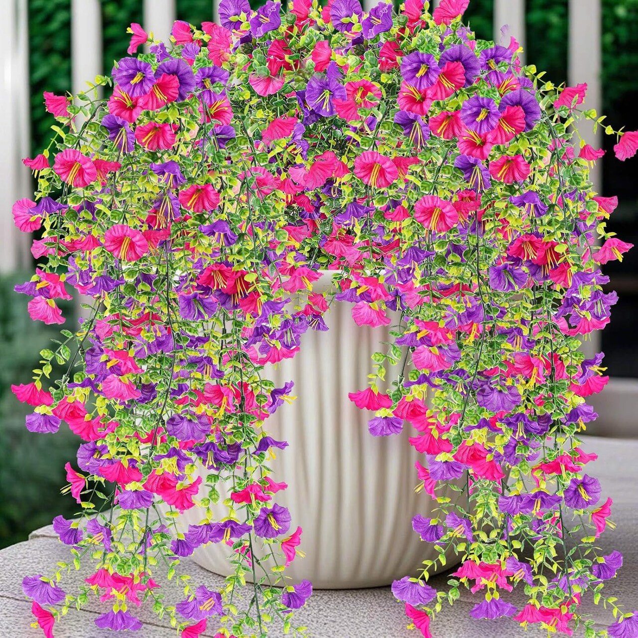 6 Pack Artificial Hanging Flowers Fake Hanging Plants Purple Lotus